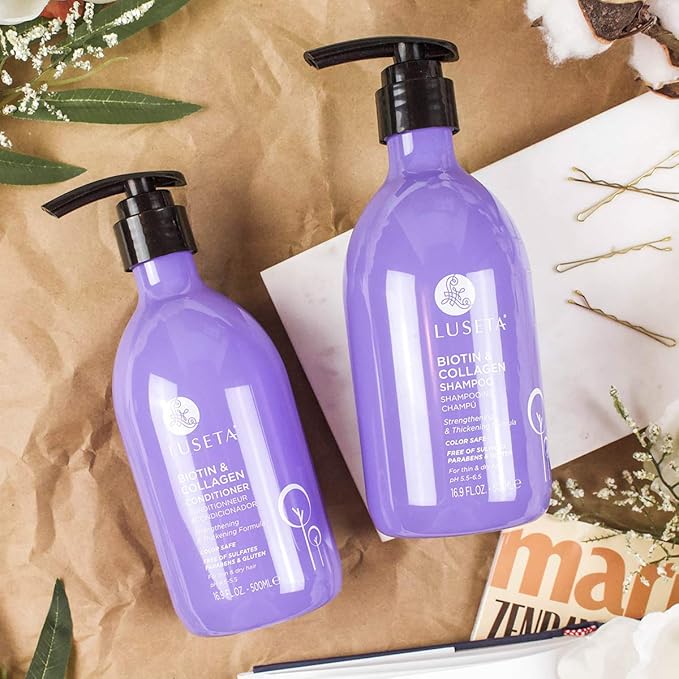 Biotin & Collagen Shampoo Conditioner Set,Thicking Shampoo for Hair Loss & Fast Hair Growth, Sulfate & Paraben Free, Keratin & Color Safe, 2×16.9oz