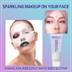 MEICOLY Chameleon Iridescent White Body Glitter,Halloween Face Glitter Paint Ice Themed Aerial Performance,Color Changing Mermaid Face Glitter,Opal Glitter for Body Hair,Festival Party Cheer Makeup