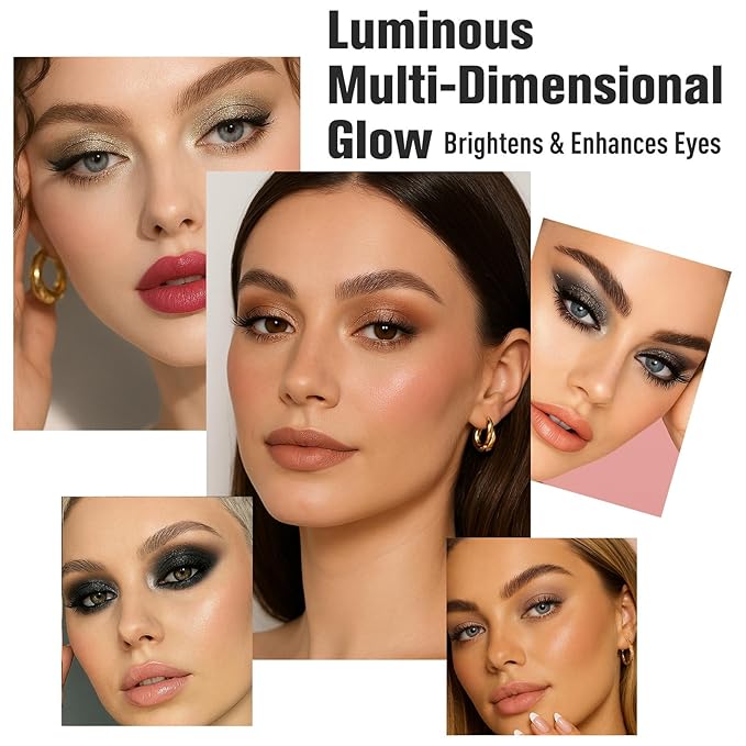 UCANBE Baked Eyeshadow Palette with 15PCS Brushes Makeup Set, 16 Color Natural Nude Matte Shimmer Metallic Eye Shadow Make Up Pallet for Women Girls, High Pigmented Long Lasting Waterproof