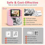 Instant Print Camera for Kids, Christmas Birthday Gifts for Girls Boys, 1080P Instant Digital Print Cameras for Toddler,Portable Toy for 4 5 6 7 8 9 10 Year Old Girl with 32GB SD Card，Pink