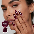 AZUREBEAUTY Dark Red Nail Polish, Quick Dry Nail Lacquer Natural Strengthening Treatment Kit DIY Salon at Home Women Gifts 0.34 fl oz