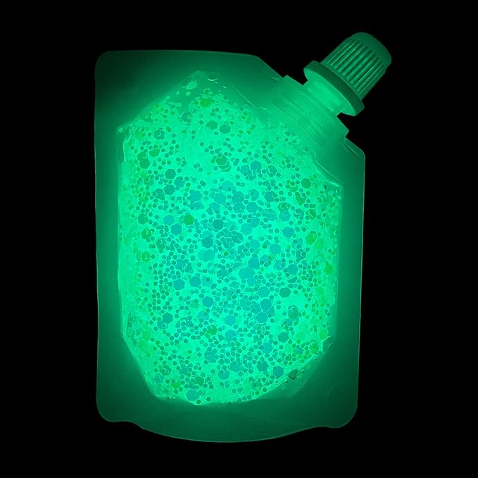 MEICOLY Glow in The Dark Body Face Glitter Gel,Luminous Halloween Sequins Chunky Glitter, Self-Adhesive Neon UV Blacklight Glitter for Body Face Hair Festival Sparkling Body Glitter for Women,Blue