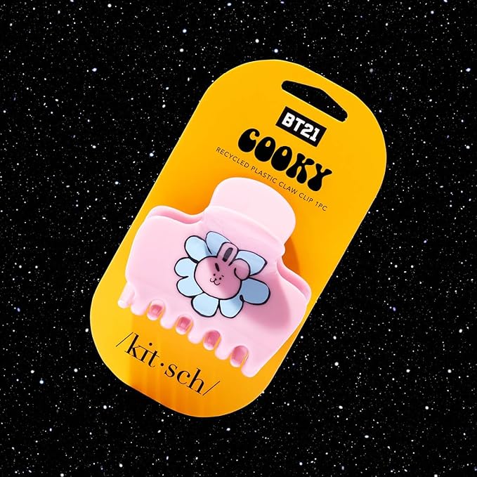 Kitsch BT21 Recycled Plastic Puffy Medium Hair Clips for Women, Medium Claw Clip for Thin & Thick Hair | Ideal Gifts for Women - COOKY, 1pc