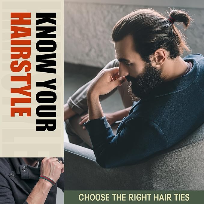 EasYoung Braided Mens Hair Ties For Men, For Buns Curly Thick Dense Hair Elastic Hair Ties For Guys, No damage No Crease Breakage, 9 Count (Pack of 1)