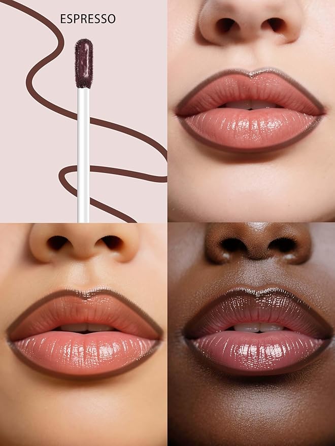 Lip Stain Peel Off Lip Liner Stain with Tweezer, Long Lasting Matte Lip Tint Tattoo, Highly Pigmented Color Lip Makeup, Waterproof Lipstick, Transfer-proof Lipstain for Women, Espresso