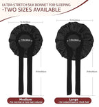 HiRui Silk Satin Bonnet for Sleeping Women, Double-Layer Sleep Cap Shower Cap with Adjustable Tie, Moisture Retaining Satin Lined Hair Bonnet for Curly and Natural Hair (Black, Large)