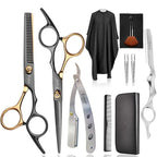 Professional Scissors for Hair, Fcysy Hair Cutting Shears Kit Barber Hairdresser Shears Thinning Scissors Set Straight Edge Razor Salon Supplies for Men, Tijeras De Peluqueria Profesional