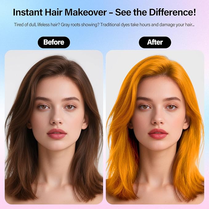 Temporary Yellow Hair Spray For Women Kids Men, Washable Temporary Hair Dye Spray One Day Hair Color Wax Non-Sticky For Cosplay Party DIY, Christmas Party, Halloween Crazy Hair Day (Gold, 4.06 oz)