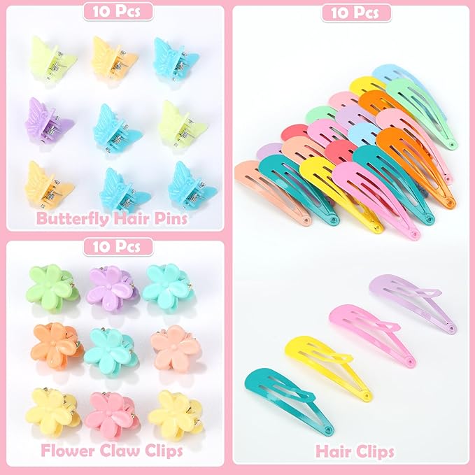 Hair Accessories for Girl, 1543 Pcs Elastic Hair Rubber Bands Set 20 Colors Elastic Hair Ties with Organizer Box Cotton Baby Hair Ties, Hair Tail Tools, Rat Tail Comb, Butterfly Hair Clips