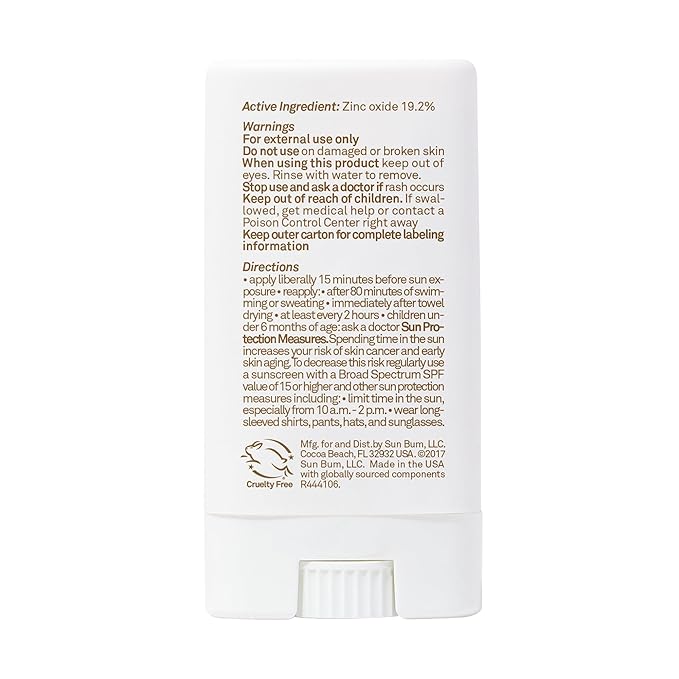 Sun Bum Mineral SPF 50 Face Stick Sunscreen - Water-Resistant Broad Spectrum Sunscreen with Vitamin E - Hawaii 104 Act Compliant (Made without Octinoxate & Oxybenzone) - Travel Size 0.45 oz