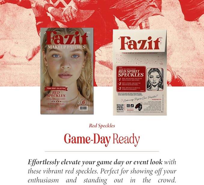 Fazit Makeup Patches - Red Speckles - Glow Up Make-Up Patches - Cute Glitter Makeup Accessories for Women - Cosmetic Glitter for Face