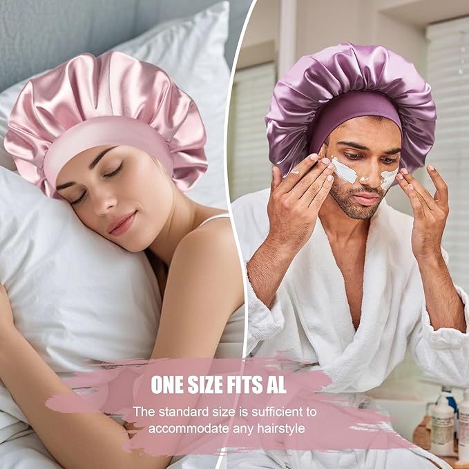 Satin Silk Bonnet for Sleeping, Soft Satin Lined Hair Bonnet for Women, Double Layer Sleep Nightcap