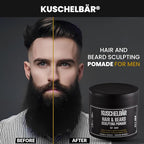 KUSCHELBAR - Pomade For Men | Pomade For Men Strong Hold | Natural Botanical Extracts | Shape and Control Your Beard or Mustache | Leave-In, Non-Greasy, Lightweight l 1,01 fl.oz