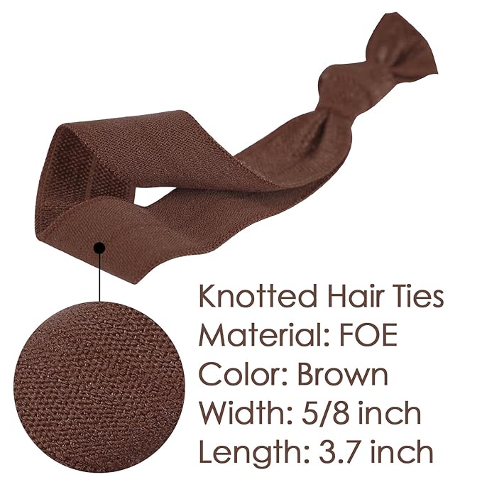 MEEDEE 100 Pack Brown Hair Ties For Women No Crease Soft Elastic Ribbon No Damage Brown Hair Ties Knotted Ouchless Hair Ribbon Yoga Hair Ribbons Elastic Bracelets