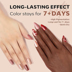 modelones Brown Nail Polish Set 6 Colors, Nude Burgundy Glitter Fall Winter Quick Dry Mini Nail Lacquer Kit Dark Red Nail Art DIY Home Salon Nail Art Manicure Gifts for Women Girls