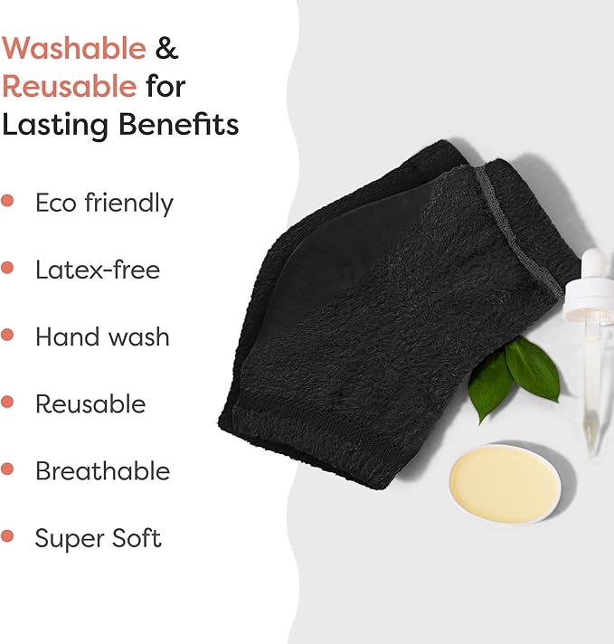 ZenToes Moisturizing Socks for Cracked Heel Treatment, Vitamin E, Olive Oil and Jojoba Oil Heel Socks, Stocking Stuffers for Women, Spa Self Care Gifts for Women (Fuzzy Black, Wide Width)