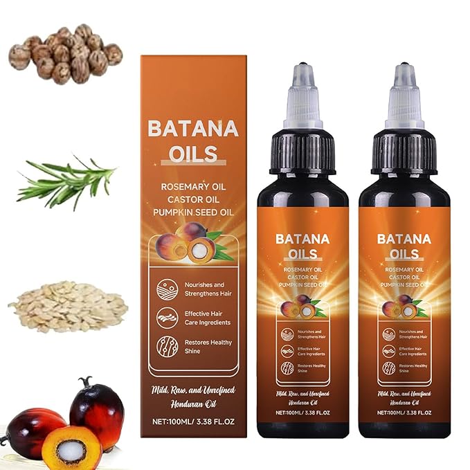 Batana Oil for Hair, 4-in-1 Liquid, Rosemary, Pumpkin Seed & Castor Oil, Unisex Adult, Unscented, 2Pcs, 1 Fl Oz