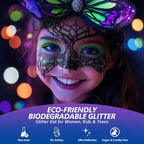 Dmsky Chunky Glitter, 90g/3.18oz Eco Friendly Biodegradable Glitter for Face, Eyeshadow, Body, Hair, Nail, Resin, Craft, DIY Party Decorations, 3 Colors, Silver Holographic, White & Black