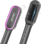 Hair Straightener Brush, HC13 Straightening Brush Comb with Ring Teeth, Straighten/Hot/Cool Air 3 Mode, 30s Fast Heat Up, Auto Shut Off & Anti-Scald Shell for Curly Wavy Frizzy Hair | Black