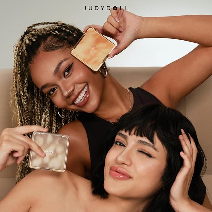 JUDYDOLL Highlight & Contour Palette, All-in-One Matte Highlighter Contour Compact, Blendable Face Makeup for Beginners, for All Skin Tones, Stocking Stuffers (04 Blush Shadow Palette)