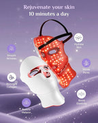 FOLOKE LED Light Therapy Mask Skin Care Mask, LED face & neck Red 630±5nm & NIR 830nm Wavelength,USB C Rechargeable for Home Use Working Travel Yoga (Sakura Pink