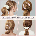 2Pcs Big Rose Printed Satin Scrunchies for Women, Softer Than Silk Scrunchies, Fashion No Crease Hair Ties for Thin Thick Hair,Soft Hair Bands No Damage for Girls, Ideal Gifts for Women (Set 8)