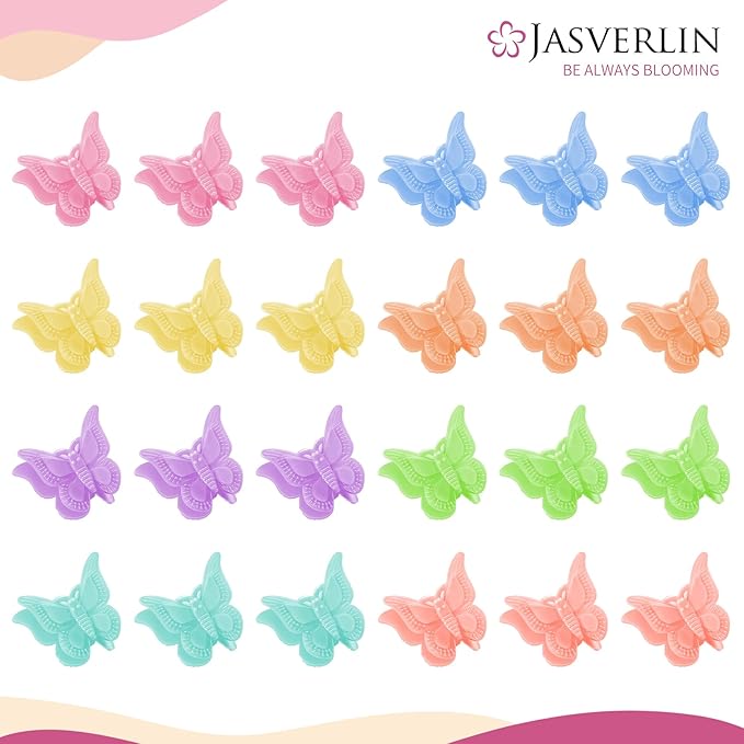 50 Pcs Mini Butterfly Hair Clips, 90s Cute Hair Accessories for Girls Kids Toddler, Tiny Small Y2k Claw Clip for Women Styling 8 Assorted Colors (Pastel Paradise)