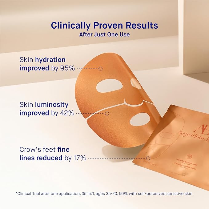 Augustinus Bader The Hydrogel Face Mask – Luxury Cooling, Hydrating & Plumping Facial Treatment – Smooths, Firms & Boosts Radiance – Soothing, Restorative Formula – 6 Masks