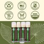 Earth's Daughter USDA Organic Lip Balm Stocking Stuffers 4-Pack Eucalyptus Mint Flavor - Beeswax, Coconut Oil, Vitamin E - Best Lip Repair Chapstick for Dry Cracked Lips.