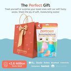 ZenToes Moisturizing Socks for Cracked Heel Treatment, Vitamin E, Olive Oil and Jojoba Oil Heel Socks, Stocking Stuffers for Women, Spa Self Care Gifts for Women (Fuzzy Blue and Pink, Regular)