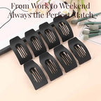 8 Pack Black Flat Hair Clips for Women – Large Matte No-Slip Rectangle Claw Clips for Thick & Thin Hair, Strong Hold Square Hair Accessories for Work & Daily Styling