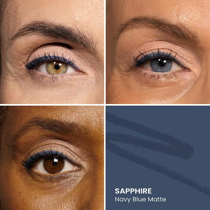 PRIME PROMETICS PrimeEyes Glide Eyeliner for Mature Women – Water-Resistant, Long-Stay and Mess-Proof – Gel Cream Texture, Discreet Sharpener and Effective Smudger (Sapphire (blue))