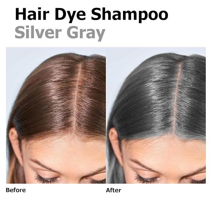 Silver Gray Hair Dye Shampoo 3 in 1, Long-lasting & Natual Hair Color Shampoo Lasting for 4 Weeks, Herbal Ingredients Natural Shampoo Hair Dye Effect in Minutes, Gifts for Men Women 500ml