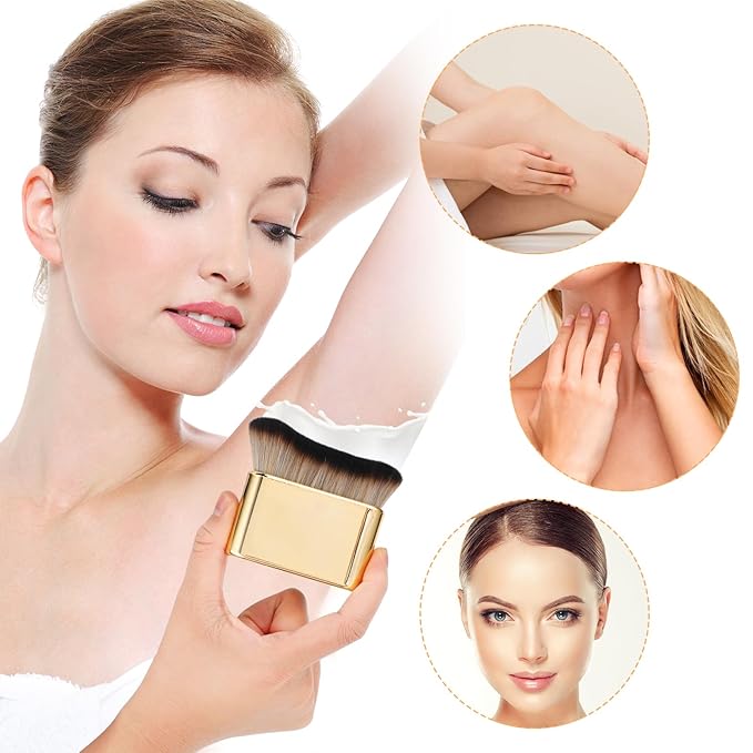 DIVINA VITAE Self Tan Brush Soft Body Makeup Brush Portable Self Tanning Brush Self Tanner Face Brush For Body & Leg Makeup（Gold）