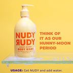 Nudy Rudy Hunny Bunny 2 Pack, Liquid Body Wash Bundle with Bonus Soap Bar, Aloe Vera and Vitamin E, Moisturizing Shower Gel and Body Wash and Bar Soap for Men and Women 16.9 fl oz and 4.2 oz