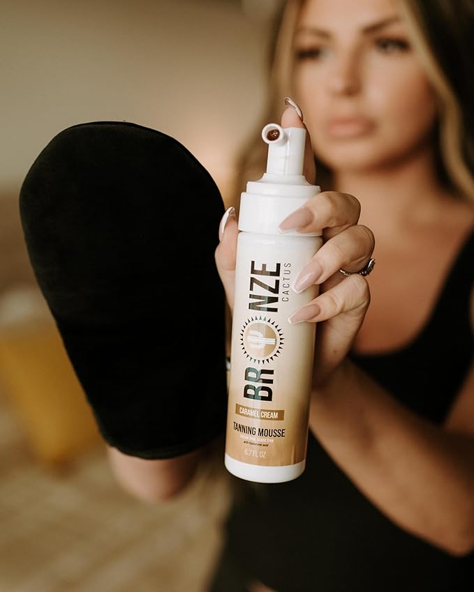 Caramel Cream Self Tanning Mousse – Vegan & Dermatologist Tested | Natural Ingredients | Unscented Formula for Face & Body | Smooth, Streak-Free Glow for All Skin Types | 6.7 fl oz