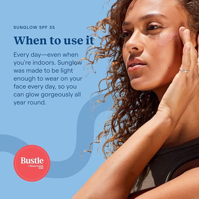 Kinfield Sunglow - Mineral Sunscreen for Face - SPF 35 - Luminizing Tint - 100% Natural Fragrance, Reef-Safe and Cruelty-free Skincare - 2.0 oz / 60 g