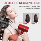 Slopehill Professional Ionic Hair Dryer, Powerful 1800W Fast Drying Low Noise Blow Dryer with 2 Concentrator Nozzle 1 Diffuser Attachments for Home Salon Travel (Agate Red)