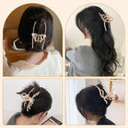 LUKACY 6 Pack Large Metal Hair Claw Clips - 4 Inch, Perfect Big gold Jaw hair clamps for Women and Thinner, Thick hair styling,Strong Hold, Fashion Hair Accessories (Style 5)