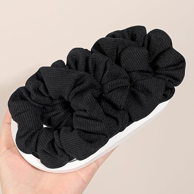Ivyu Hair Scrunchies for Women - Hair Ties No Damage Both for Thick Hair or Thin Hair Curl Hair No Crease Black Scrunchies Ponytail Holder No Hurt Your Hair