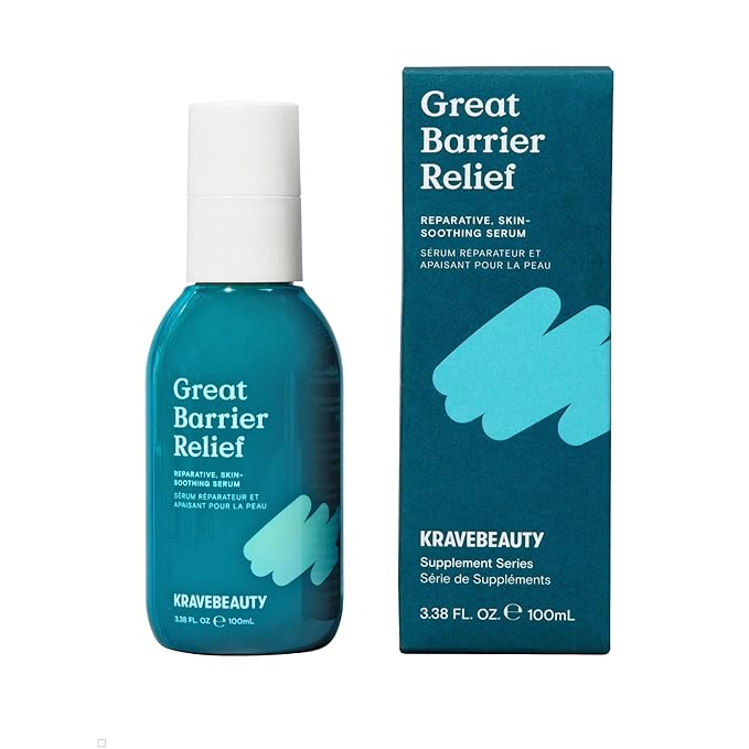 KraveBeauty Jumbo Great Barrier Relief Serum – Korean-Inspired Barrier Repair Serum, Tamanu Oil, Soothes Redness & Hydrates, Vegan & Cruelty-Free, 3.38 fl oz