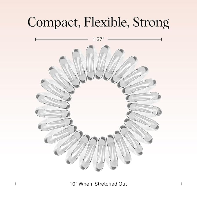 Kitsch Spiral Hair Ties for Women - Creaseless and Dent-free Coil Hair Ties | No Damage, Phone Cord Coils | Made of Flexible and Durable Plastic | Ideal for Daily Use - 8pcs Basics