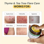 MyMagicHealer Thyme & Tea Tree Flare Care | Ingrown Hair, Razor Bumps, Blind Pimples, Bartholin, Pilonidal Cysts | Folliculitis Cure | Piercing Care w/Egg Yolk Extract & Tea Tree 1 oz