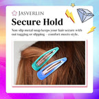 48 Pcs Snap Hair Clips 2 Inch, Y2k Cute Metal Hair Barrettes Non Slip, Colorful Hairclips for Women Girls Kids Fine Hair Styling Accessories (Neon Pop)