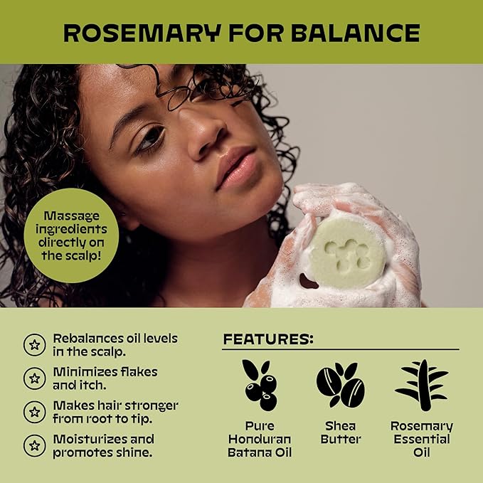 NOLE CARE Sustainable Bar Shampoo and Conditioner (2 pack) with Rosemary Mint & Batana Oil, for Dry Hair, Anti Dandruff - Sustainable, PH Balanced, Shampoo Bar, Sulfate Free, Plastic Free