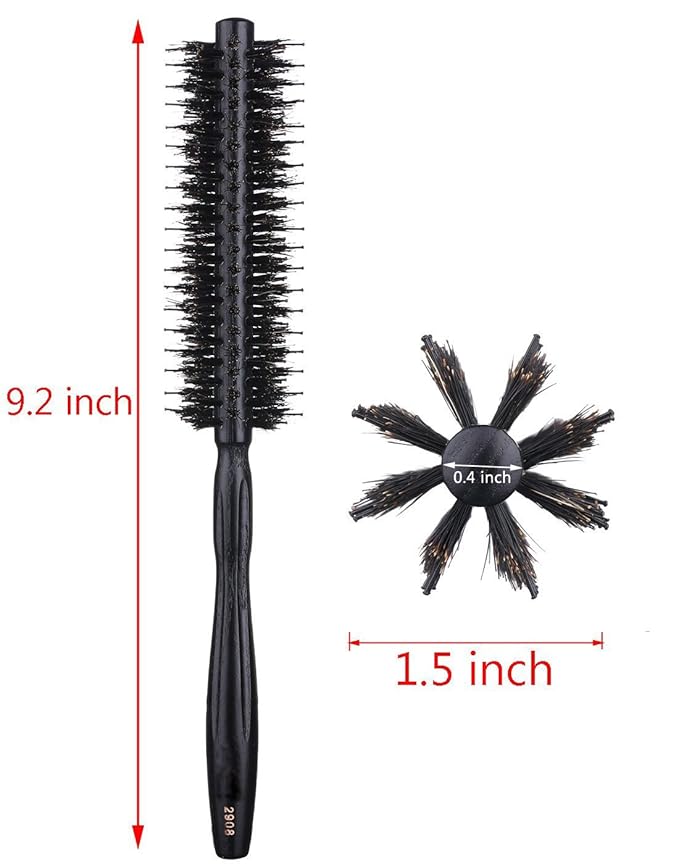 PERFEHAIR Round Brush with Natural Boar and Nylon Bristles, Small Volumizing Hair Brush- 1.5 Inch Diameter Barrel