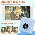 Instant Print Camera for Kids, Christmas Birthday Gifts for Girls Boys, 1080P Instant Digital Print Cameras for Toddler,Portable Toy for 4 5 6 7 8 9 10 Year Old Girl with 32GB SD Card，Light Blue