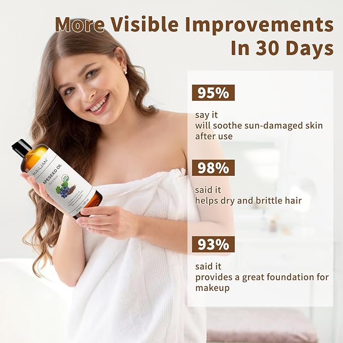 MAYJAM Organic Grapeseed Oil for Skin & Hair 16 oz, USDA Certified 100% Pure & Natural Grape Seed Oils, Cold Pressed Body Massage Carrier Oil for Skin Face Essential Oils Mixing, Hexane Free