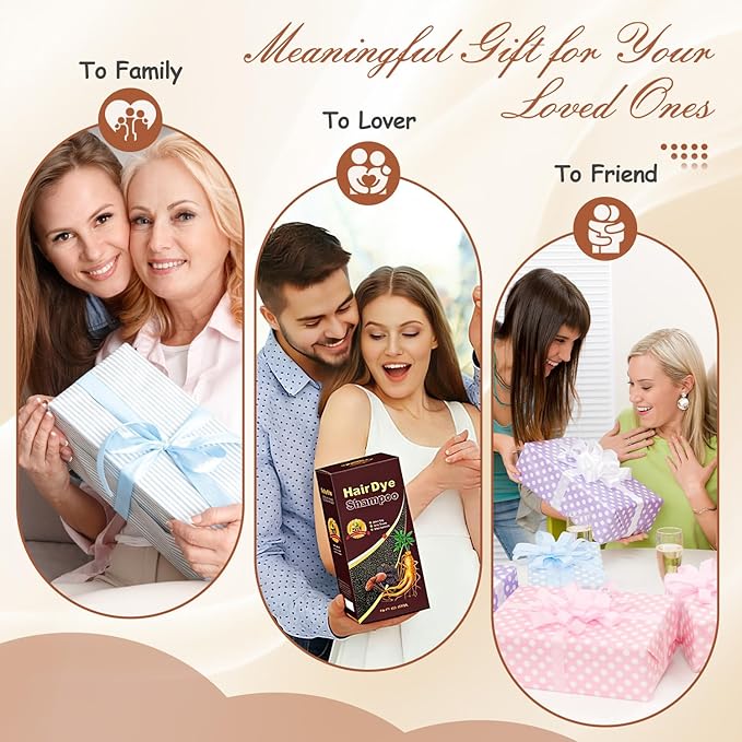 Instant Chestnut Brown Hair Dye Shampoo for Vibrant Hair Color, Natural Herbal Hair Color Shampoo Hair Dye, 3 in 1 Coloring & Care Formula Lasts 3-4 Weeks, Easy & Quick to Use for Women Men, 500ML