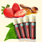 Earth's Daughter USDA Organic Lip Balm 4-Pack Stocking Stuffers Strawberry flavor - Beeswax, Coconut Oil, Vitamin E - Best Lip Repair Chapstick for Dry Cracked Lips.